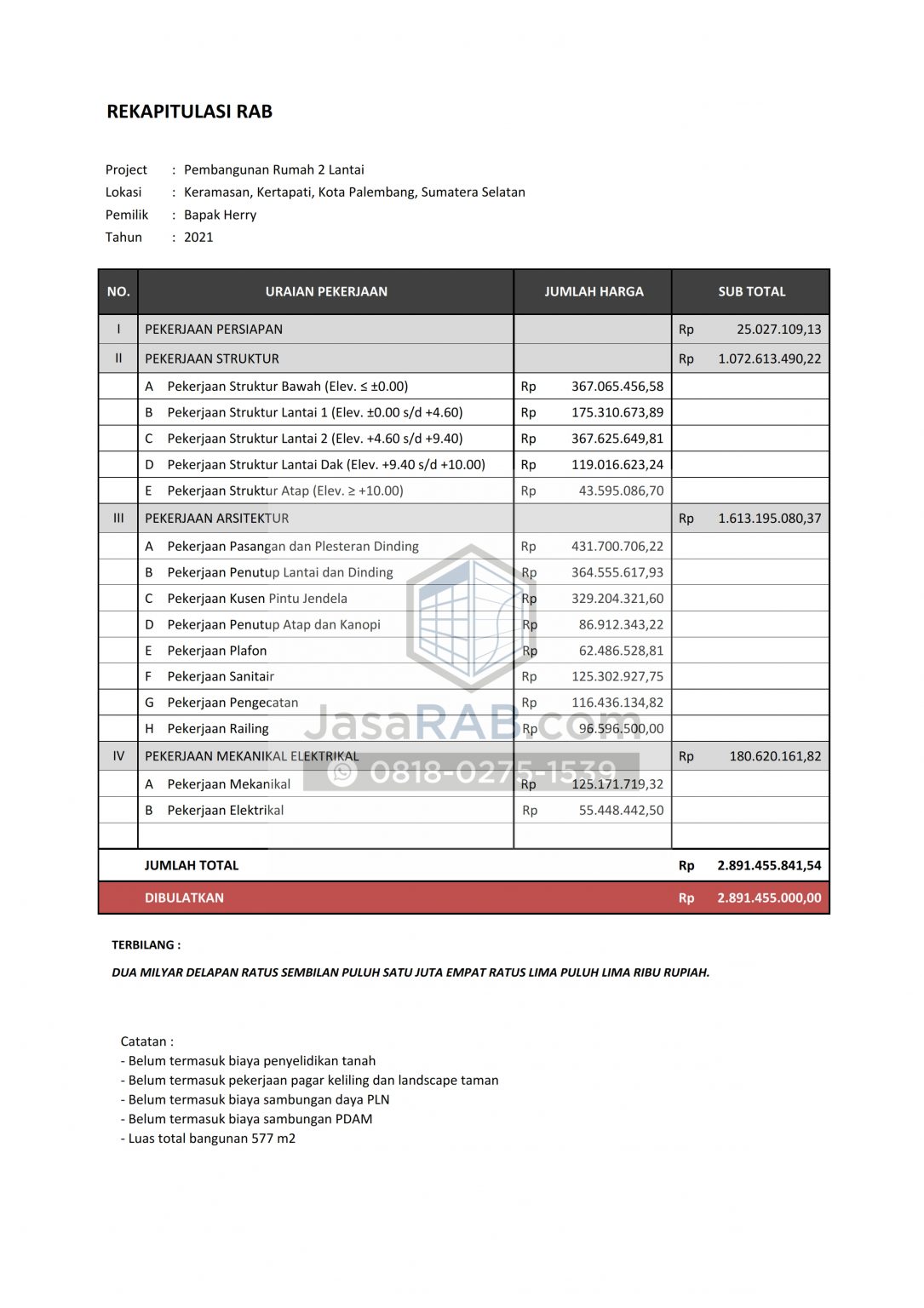 Contoh RAB - JasaRABcom